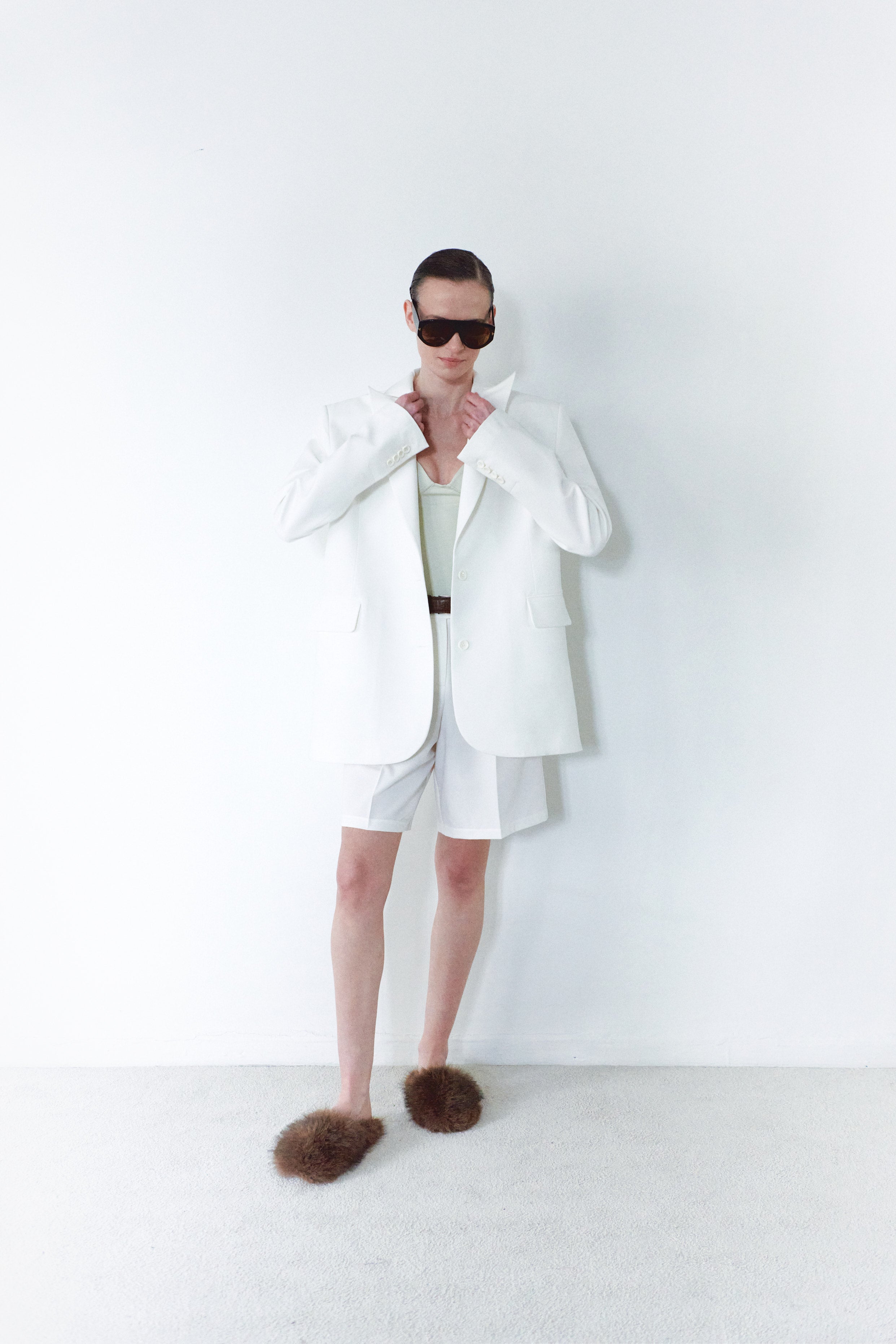 White Unisex Wide Cut Bermuda Short