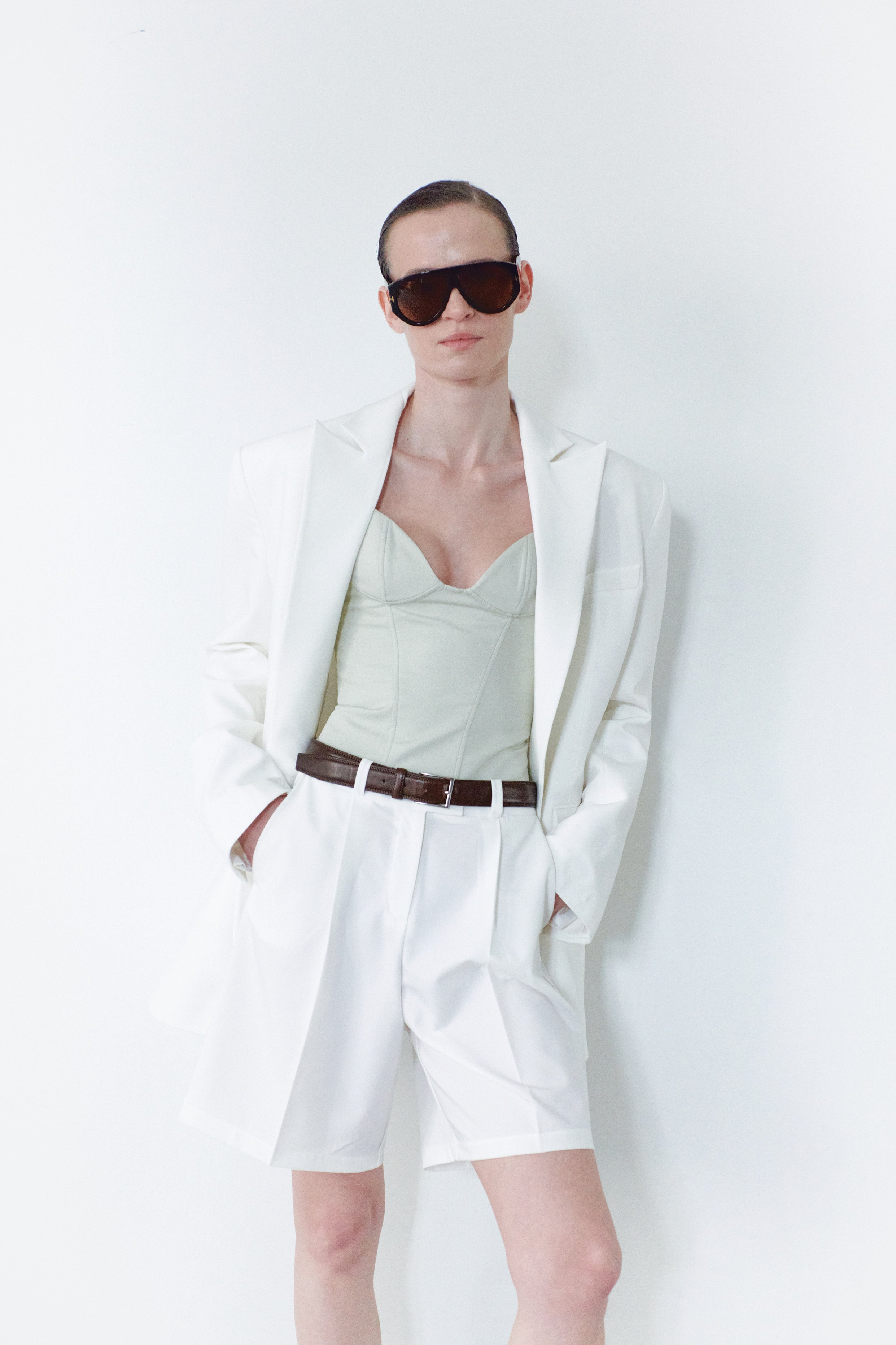 White Unisex Wide Cut Bermuda Short
