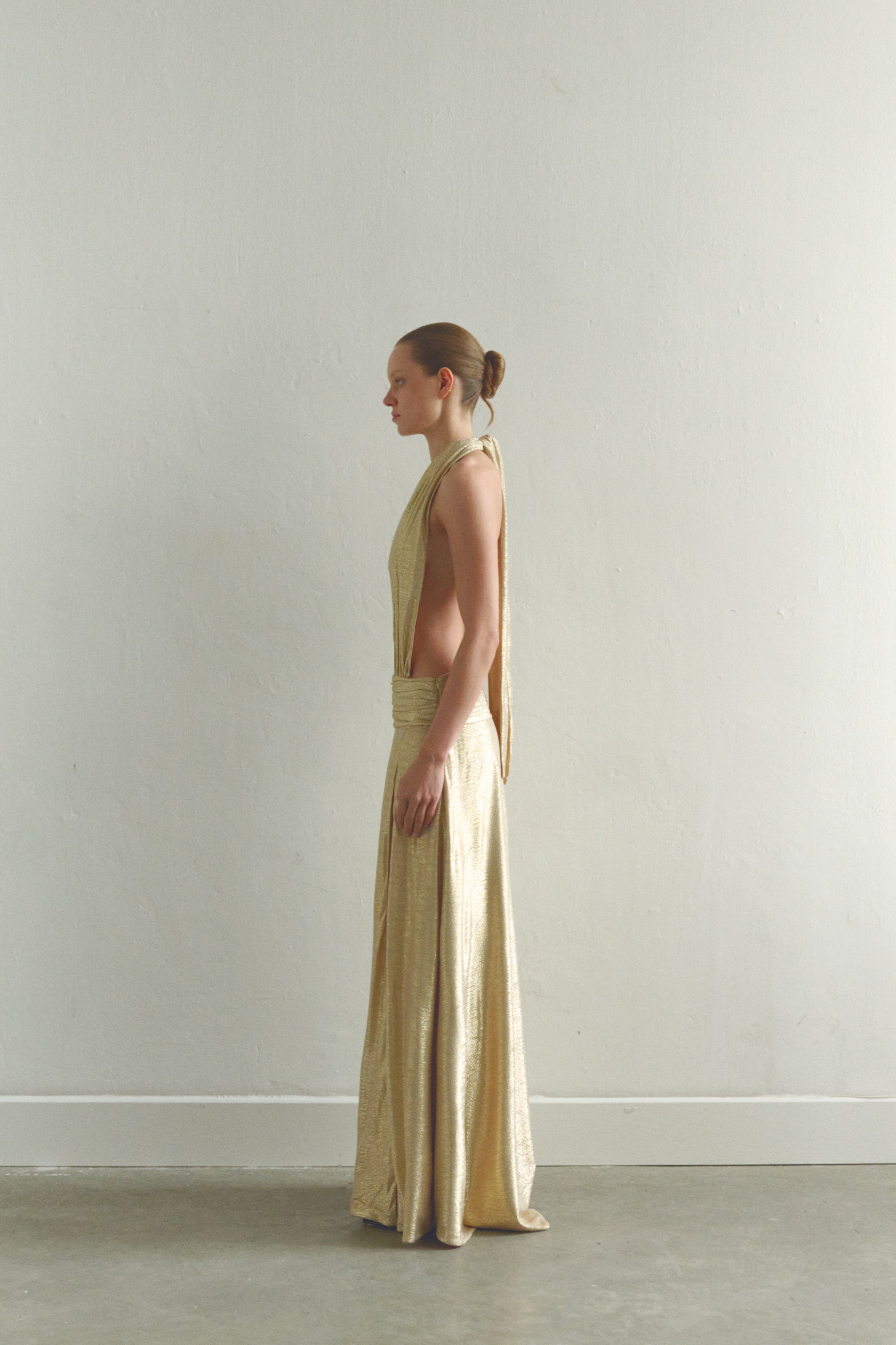 Gold Dress with Side Slit