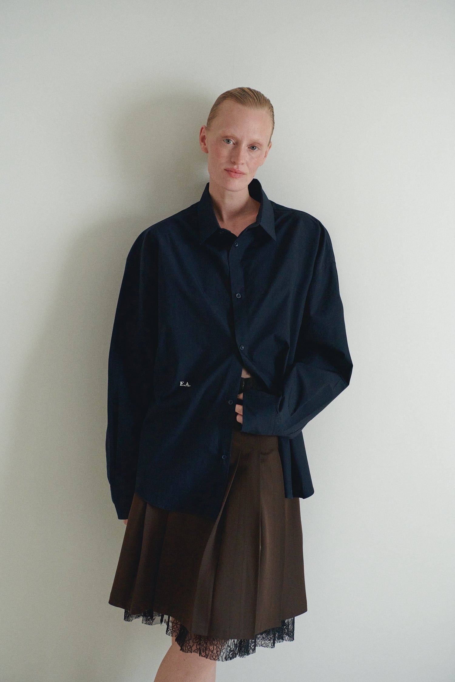 Navy Unisex Oversized Shirt with Tie