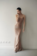 Nude Sequin Long Transparent Dress