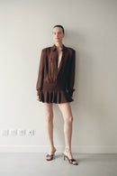 Brown Chiffon Shirt Mini Dress