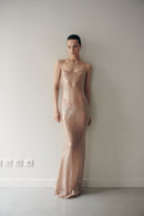 Nude Sequin Long Transparent Dress