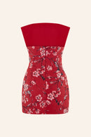 Flower Print Mini Dress with Structure Neckline