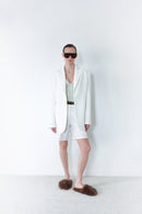 White Unisex Wide Cut Bermuda Short