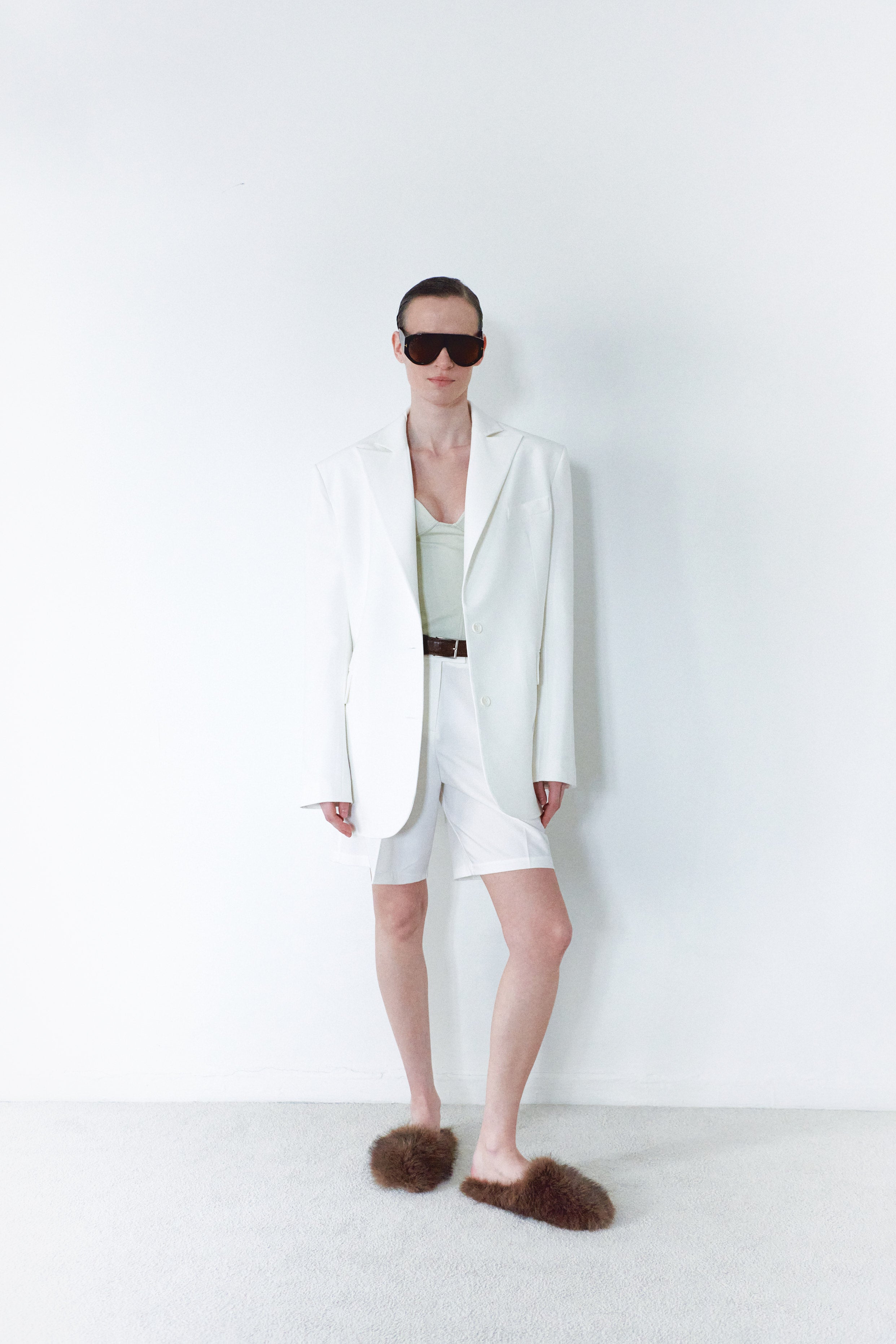 White Unisex Wide Cut Bermuda Short