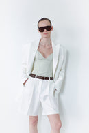 White Unisex Wide Cut Bermuda Short