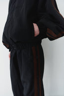 Water Resistant Parachute Bomber Jacket With Brown Stripes