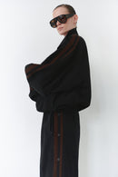 Water Resistant Parachute Bomber Jacket With Brown Stripes