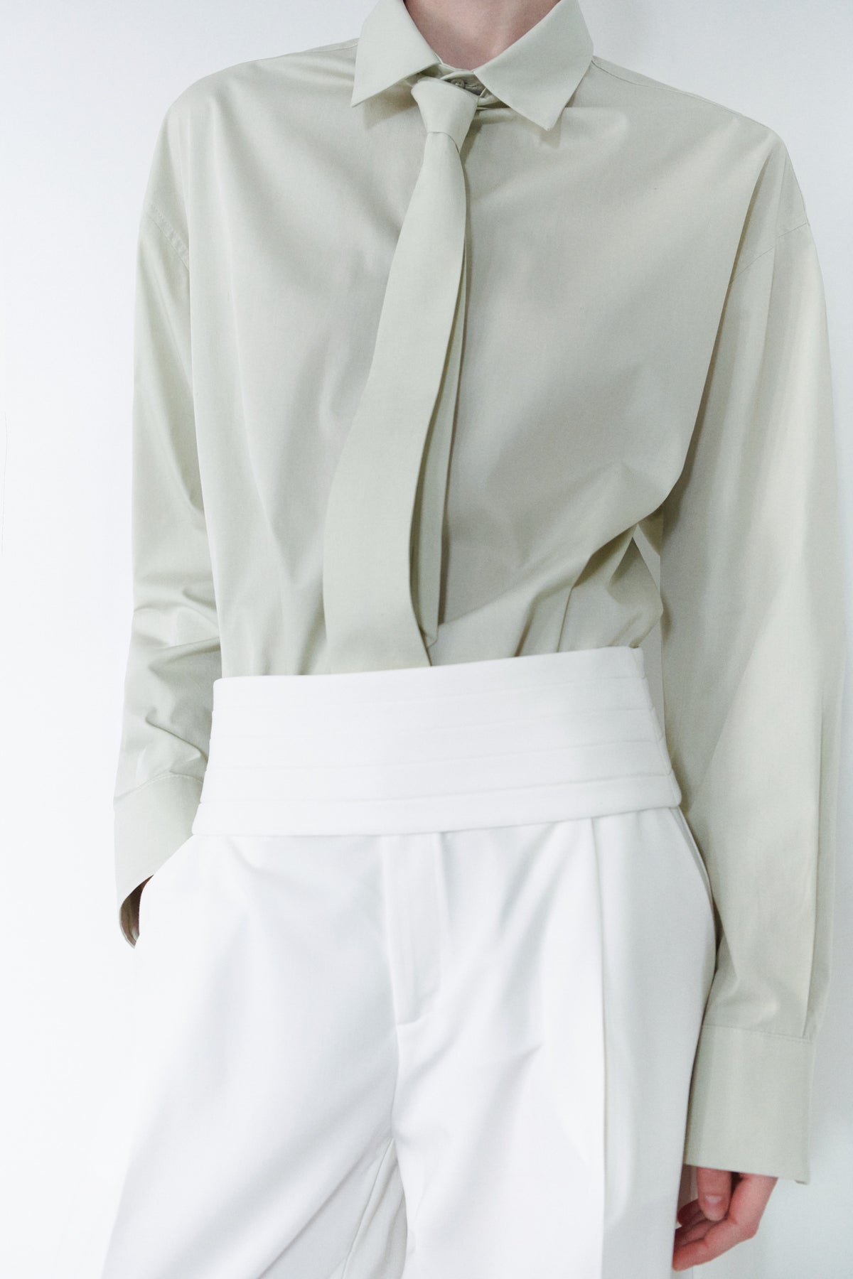 White Adjustable Cummerbund