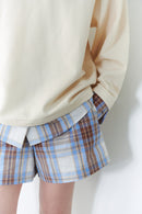 Blue Plaid Short With Button Details