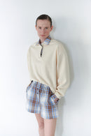 Blue Plaid Short With Button Details