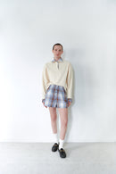 Blue Plaid Short With Button Details