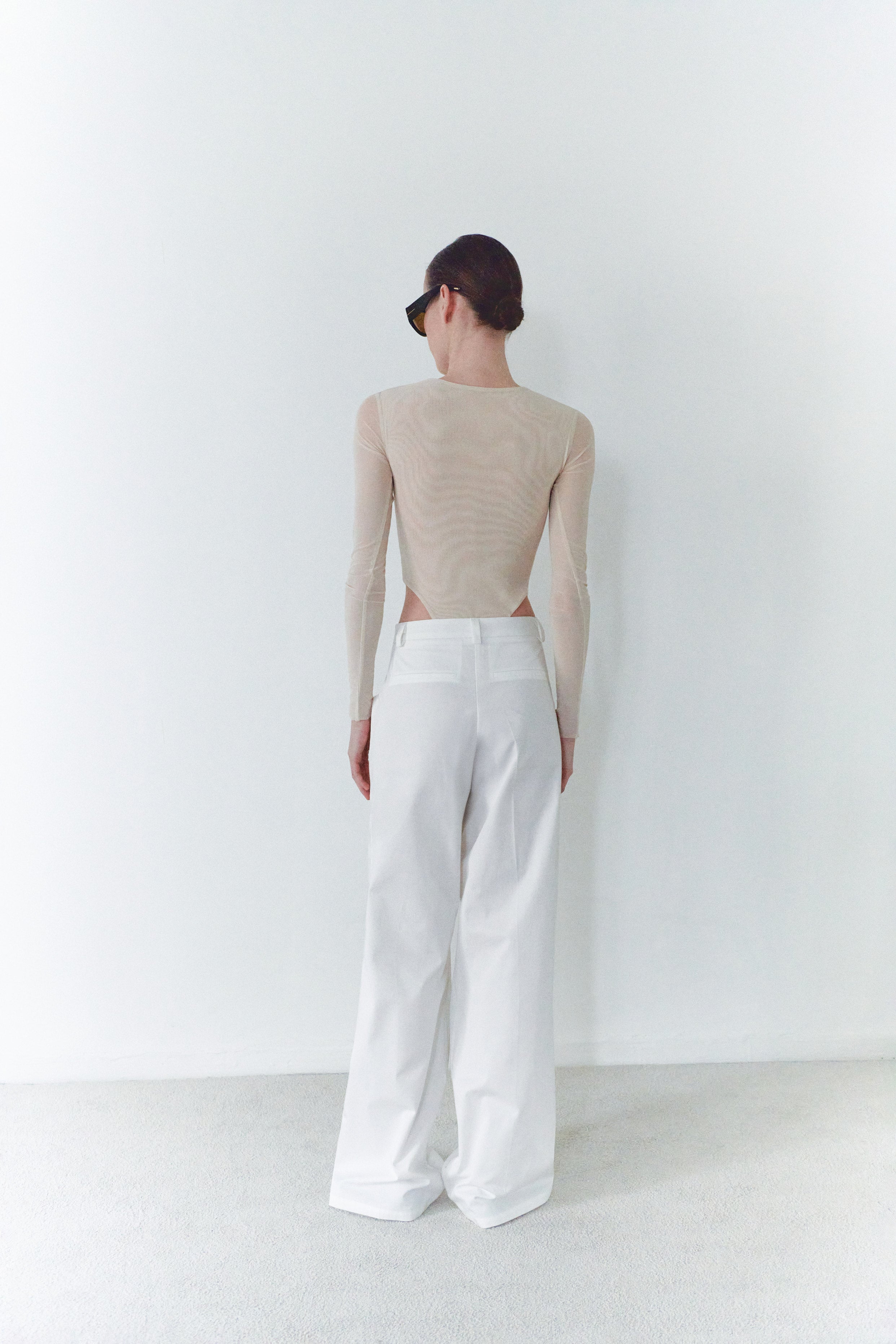 White Unisex Lightweight Gabardine Pants With Big Pockets