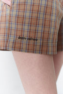 Brown Plaid Short With Button Details