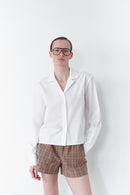 Brown Plaid Short With Button Details