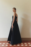 Black Maxi Dress with Garter and Side Slit