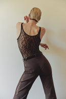 Brown Lace Detailed Pants