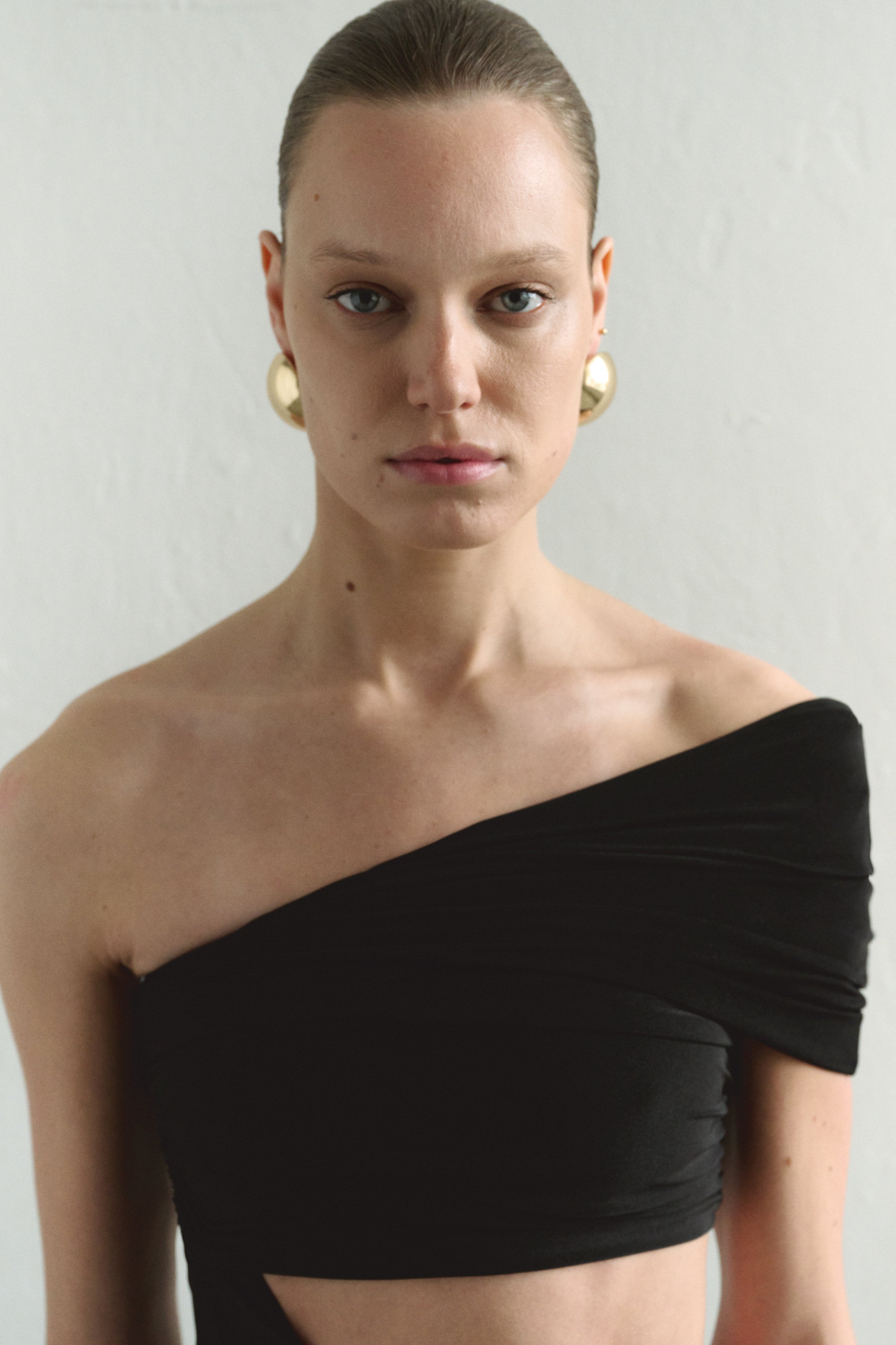 One-shoulder Black Maxi Dress with Cut-Out Detail