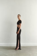 One-shoulder Black Maxi Dress with Cut-Out Detail