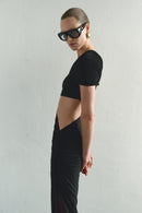 One-shoulder Black Maxi Dress with Cut-Out Detail