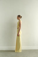 Butter Yellow Maxi Dress with Front Knot and Cut-Out Details