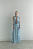 Baby Blue Chiffon Dress with Side Slit