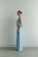 Baby Blue Chiffon Dress with Side Slit
