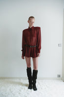 Burgundy Chiffon Shirt Mini Dress