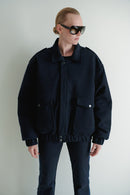 Navy Unisex Oversize Bomber Jacket With Pockets