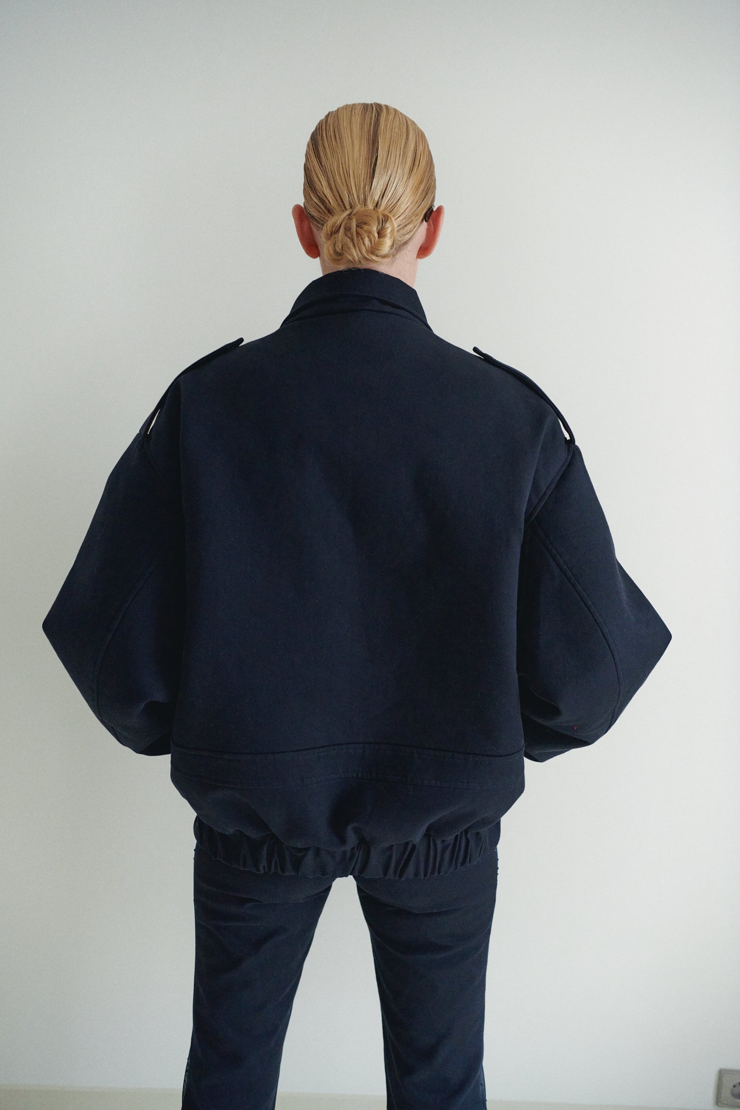 Navy Unisex Oversize Bomber Jacket With Pockets