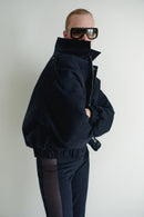 Navy Unisex Oversize Bomber Jacket With Pockets