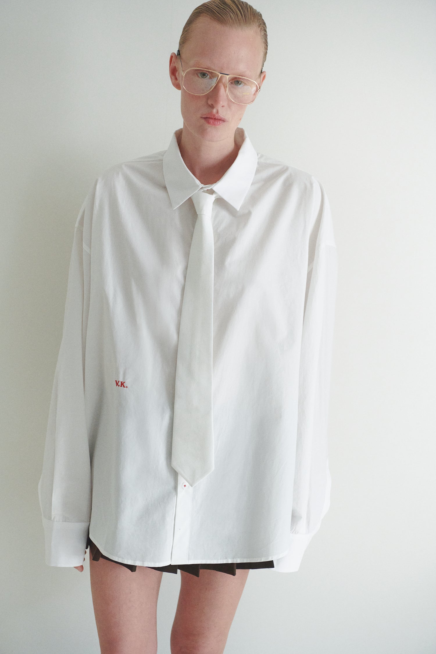 White Unisex Oversized Shirt with Tie