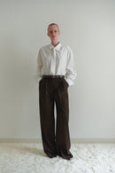 Brown Unisex Pants with Inner Leg Slits