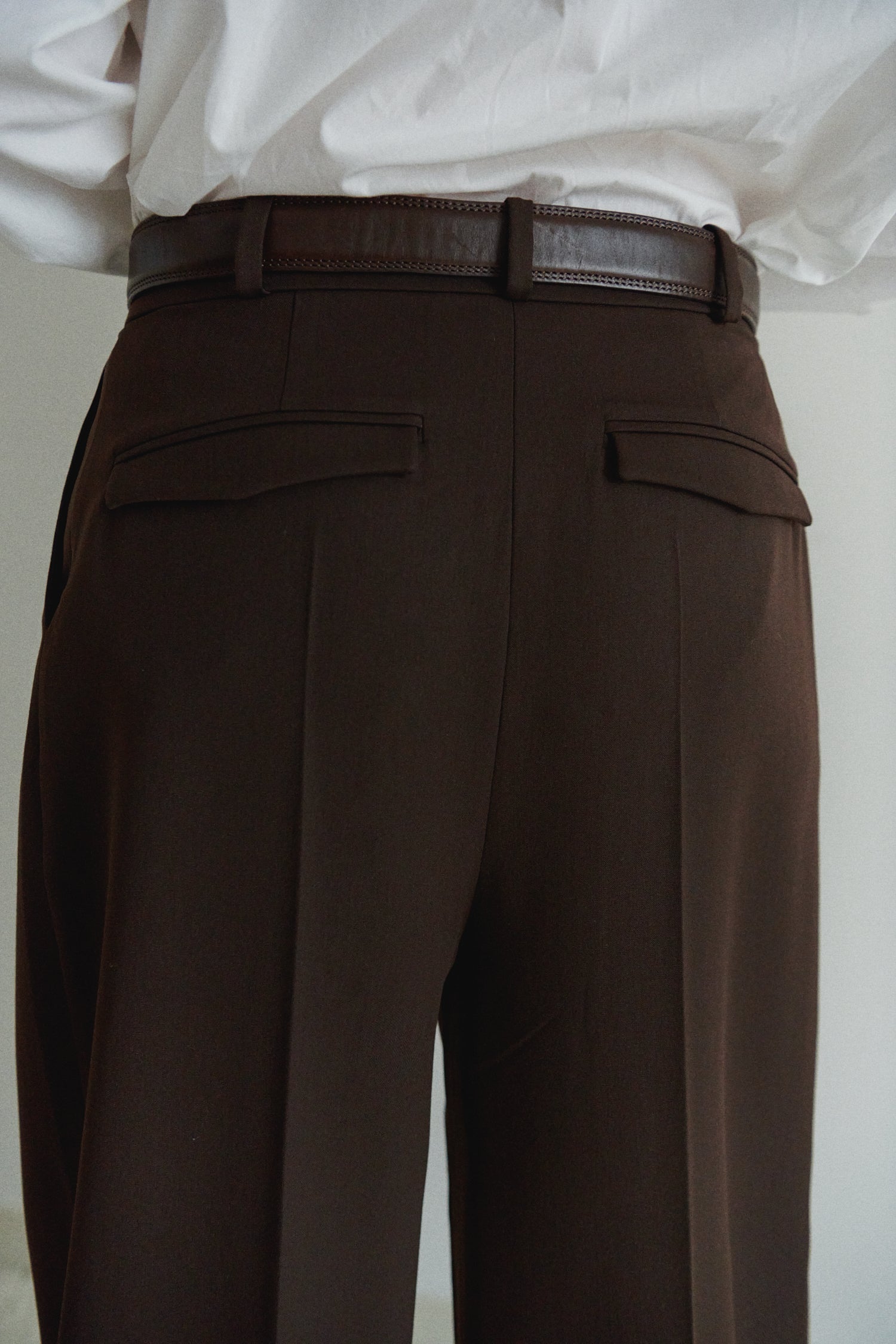 Brown Unisex Pants with Inner Leg Slits