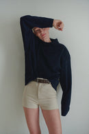 Beige Unisex Mini Shorts