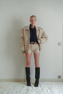 Beige Unisex Mini Shorts