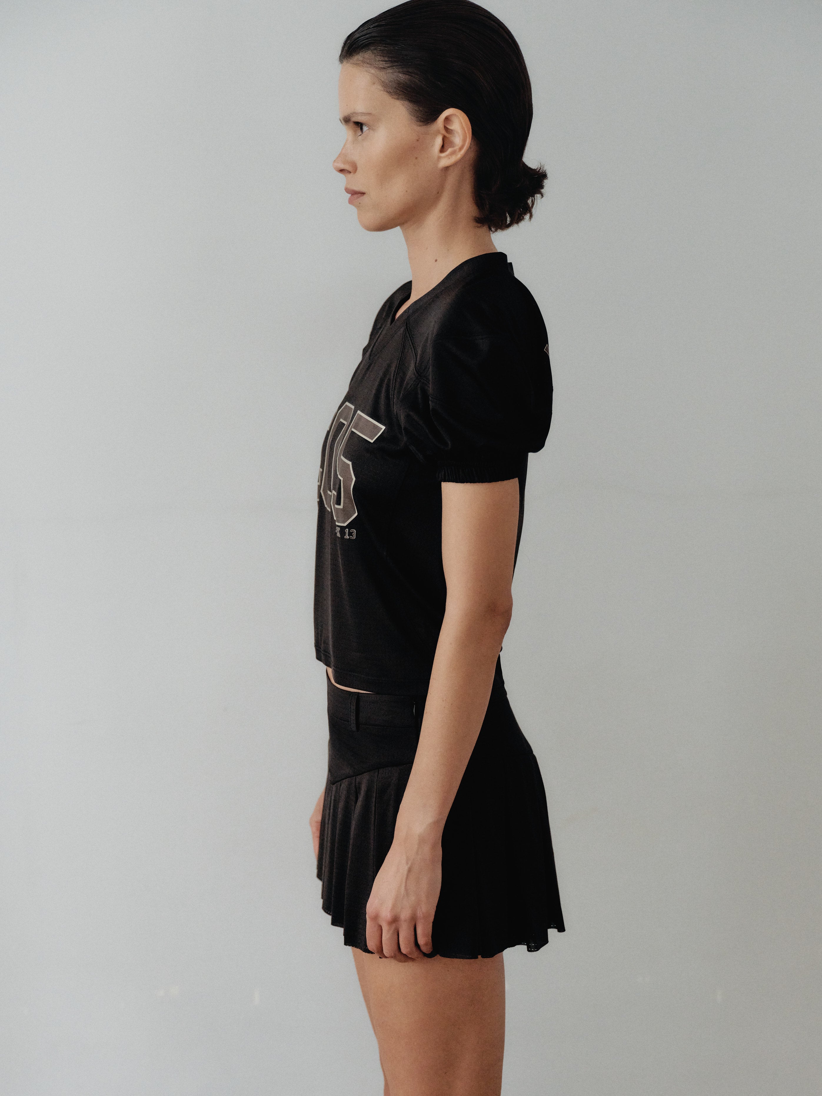 Black Mesh Pleated Mini Skort