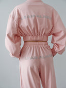 Pink Cropped Sweatshirt with Logo Print