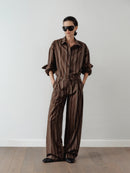 Brown Striped Unisex Pants