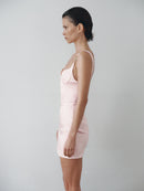 Light Pink Satin Mini Dress with Hand-Made Gold Plated Accesory