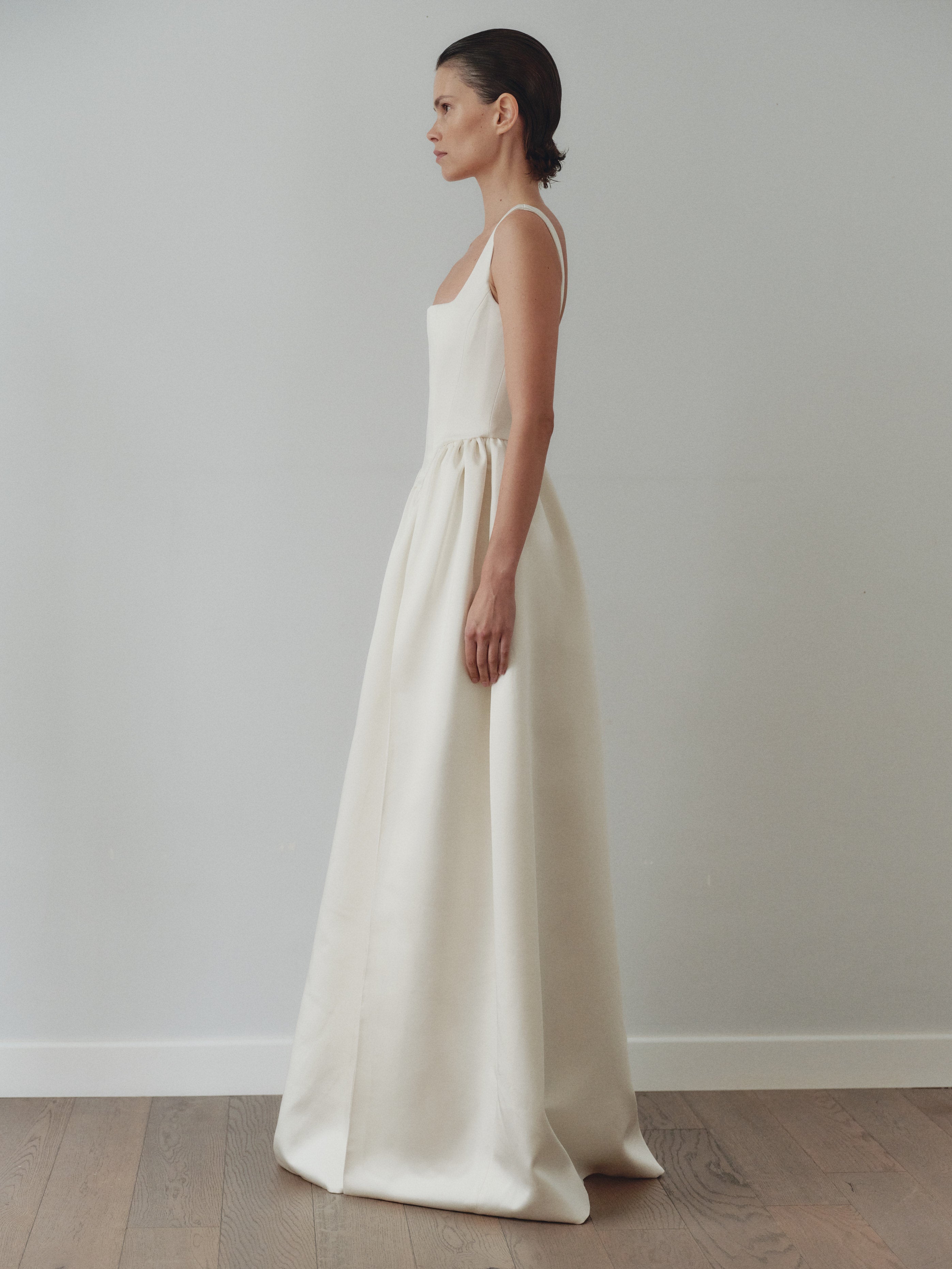 White Maxi Dress with Side Slit and Pockets