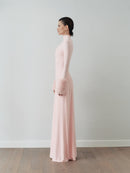 Light Pink Maxi Dress with Detachable Fur Details