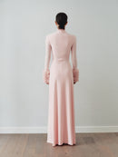 Light Pink Maxi Dress with Detachable Fur Details
