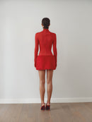Red Mini Dress with Furry Skirt