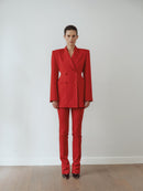 Red Pants With Zipper Details