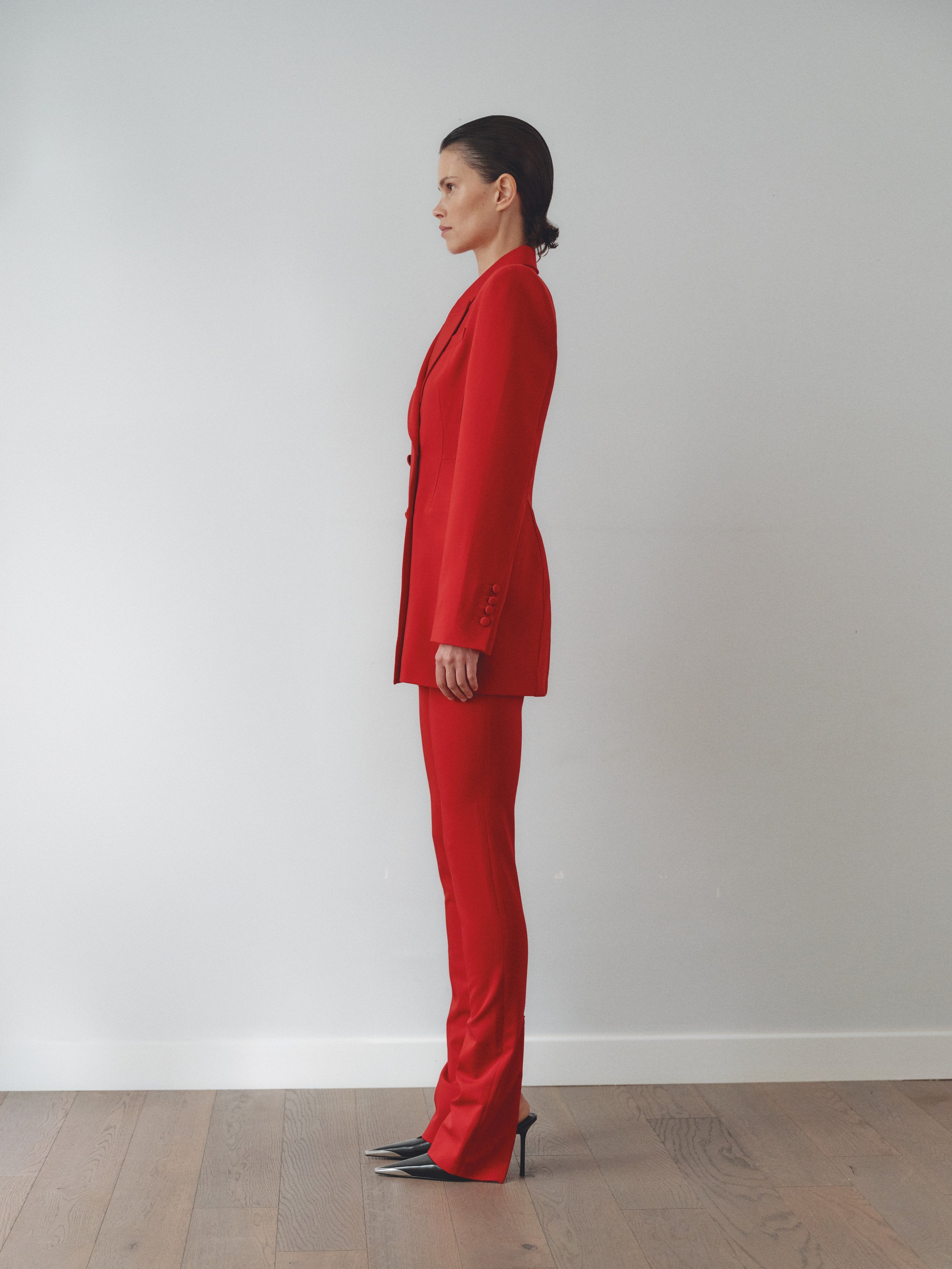 Red Pants With Zipper Details
