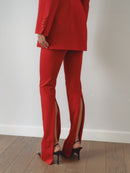 Red Pants With Zipper Details
