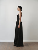 Black Maxi Dress with Side Slit and Pockets
