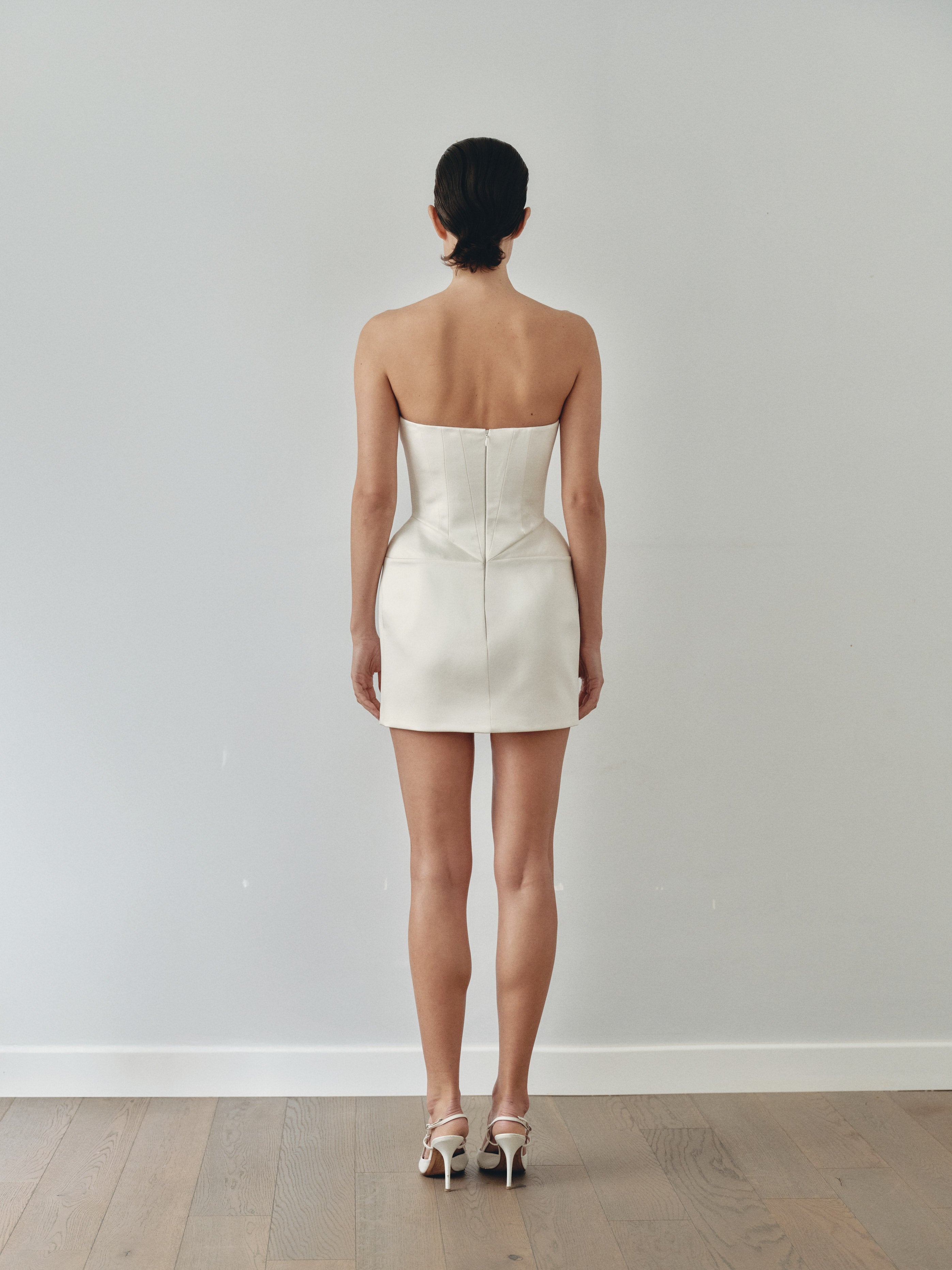 White Mini Dress With Structured Cups